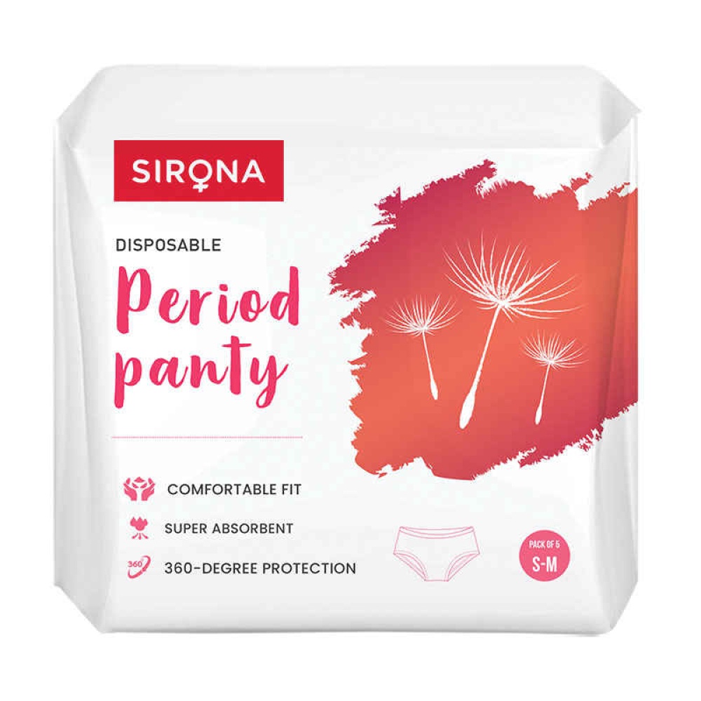 Sirona Disposable Period Panties for Women (S-M) - 5 Disposable